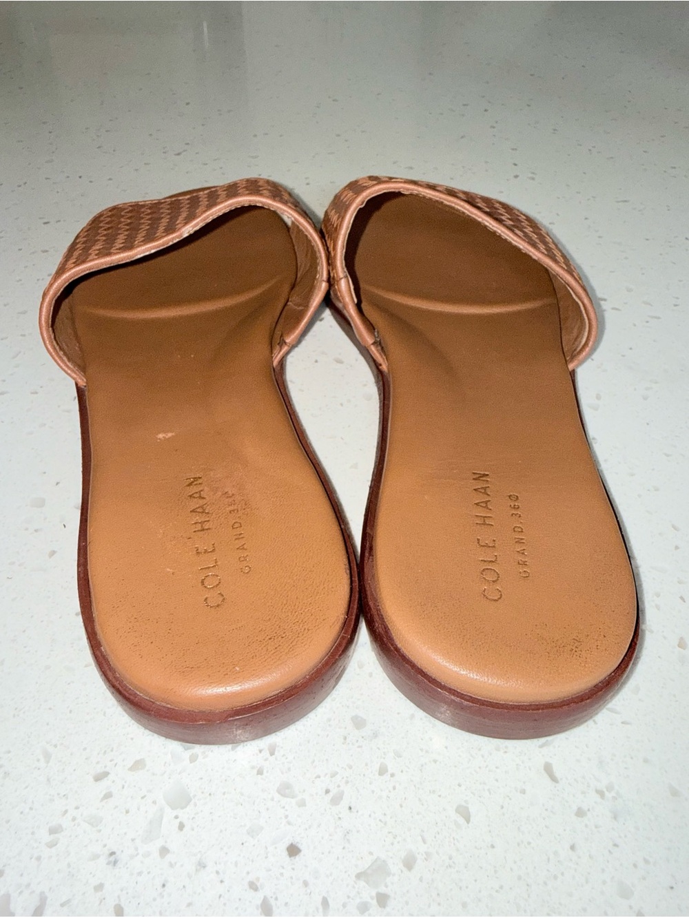 Cole Haan Woven Leather Slide Sandals in Cognac - Picture 4 of 9